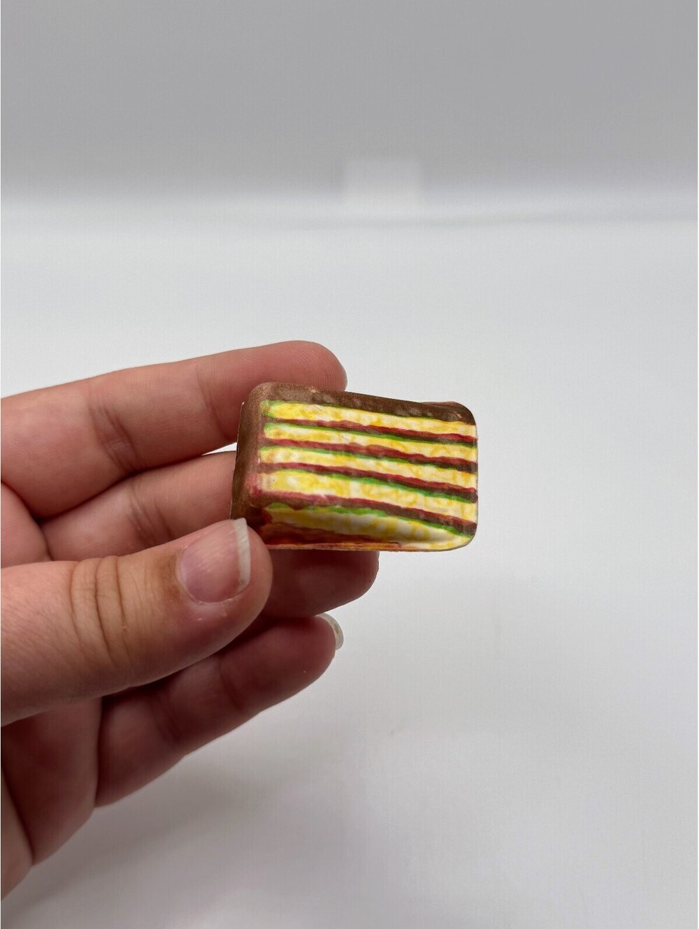 1:6 Scale Vintage Dollhouse Food Miniature Plastic Layer Cake Slice Chocolate
